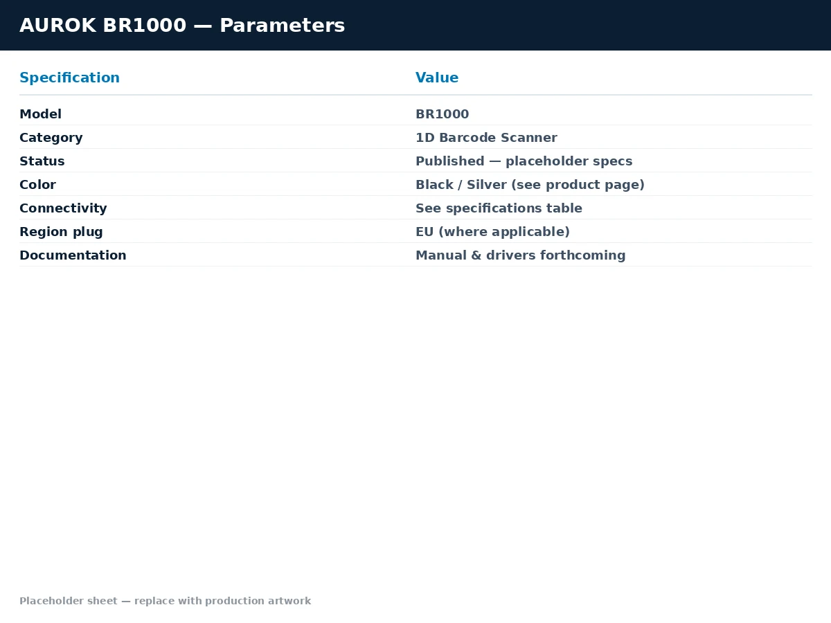 AUROK BR1000 detailed parameters sheet with technical specifications