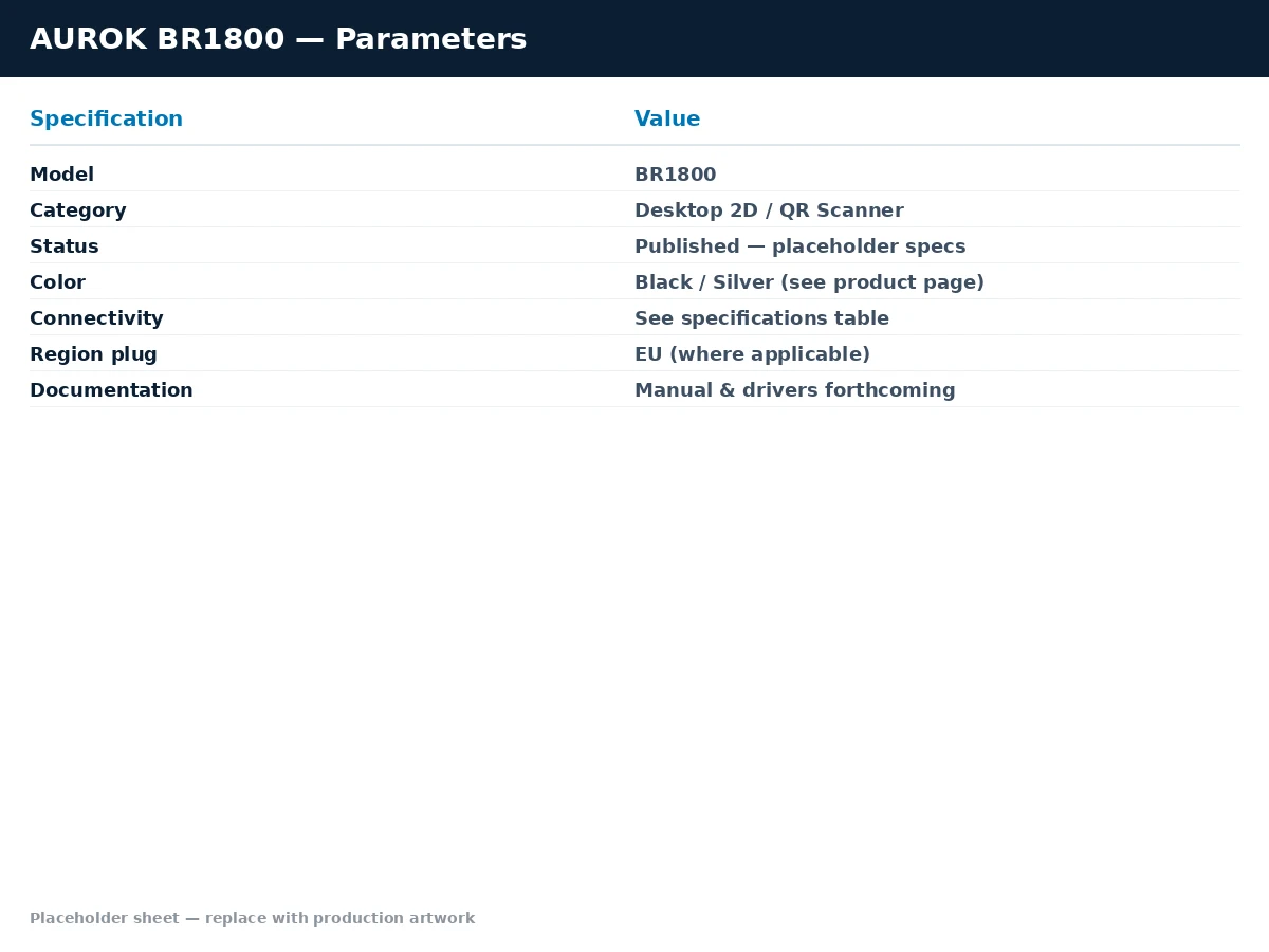 AUROK BR1800 detailed parameters sheet with technical specifications