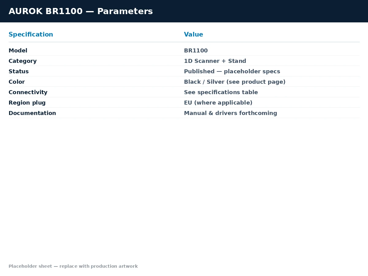 AUROK BR1000 detailed parameters sheet with technical specifications